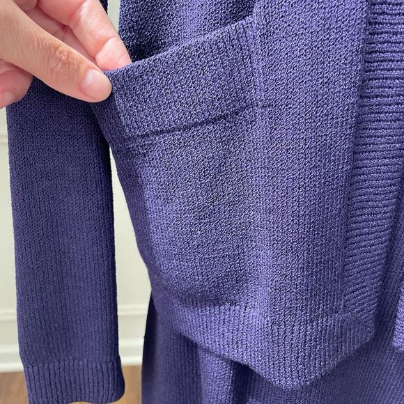 Vintage 80s St. John Santana Knit Purple 2pc Skirt Suit S 8 - Picture 7 of 11